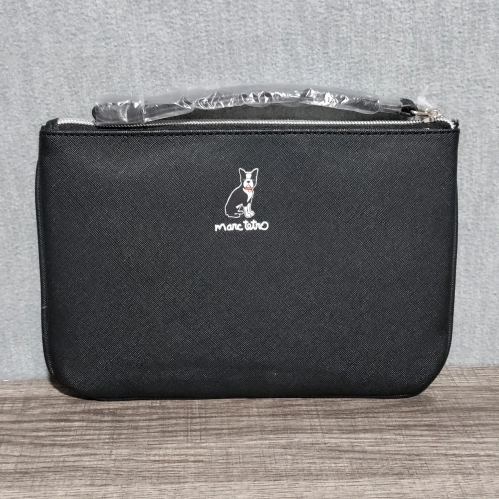 Marc Tetro Boston Terrier Dog Cosmetic Bag Black Makeup‎ Pouch New